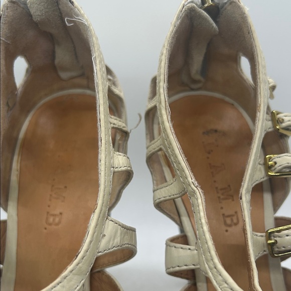 L.A.M.B. Sexy Cream Leather Strappy Platform Stiletto Heels Shoes **Size 7.5**🔥🔥 - Picture 6 of 11